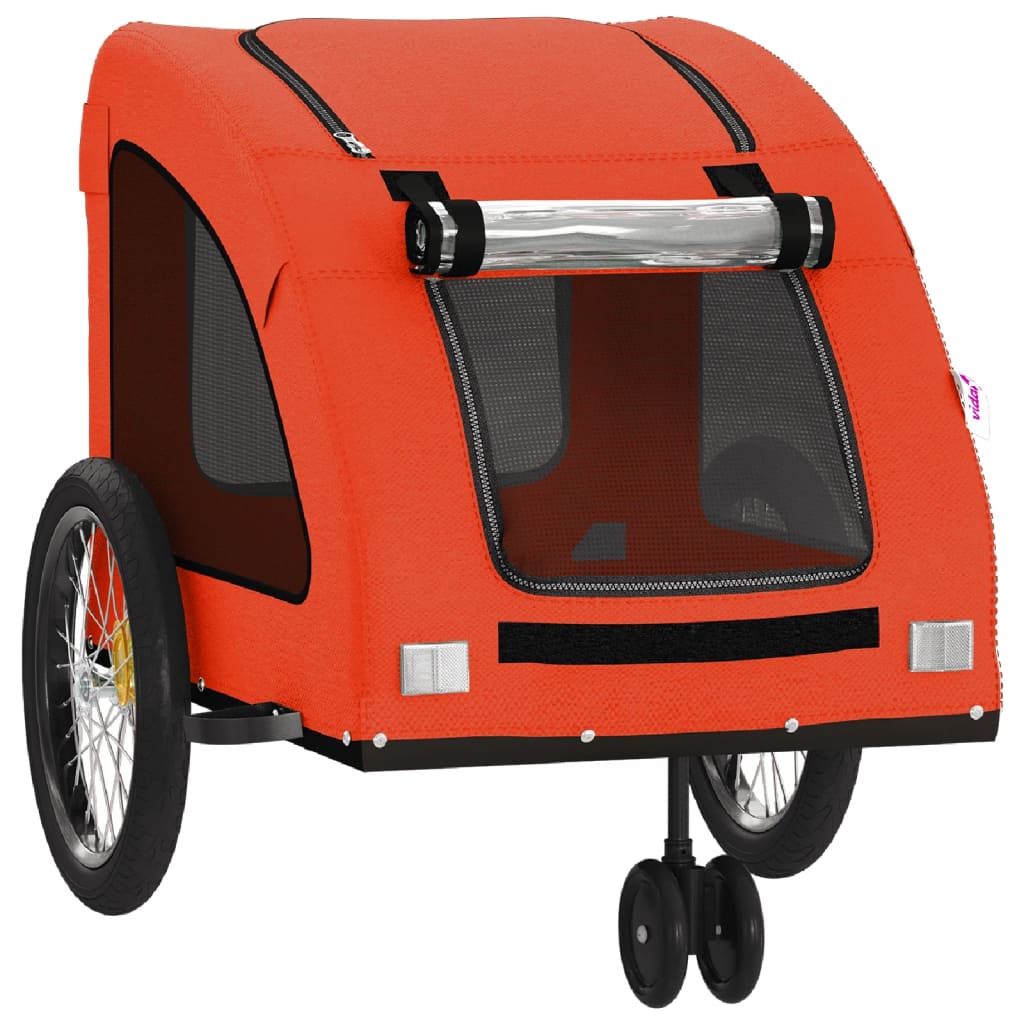 Bicycle Trailer for Dogs Orange and Grey Oxford Fabric and Iron