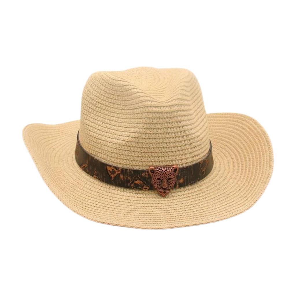 Премиум Этнический Стиль Плетеная Соломенная Шляпа Женская Пляжная Пляж Путешествия Соломенная Шляпа Западная Ковбойская Шляпа