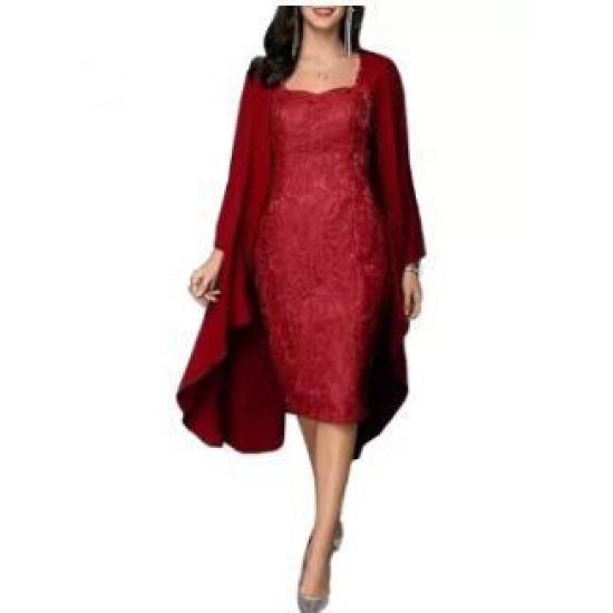 Женское сексуальное платье миди с V-образным вырезом и рукавами средней длины, однотонное, с оборками, кружевное платье большого размера