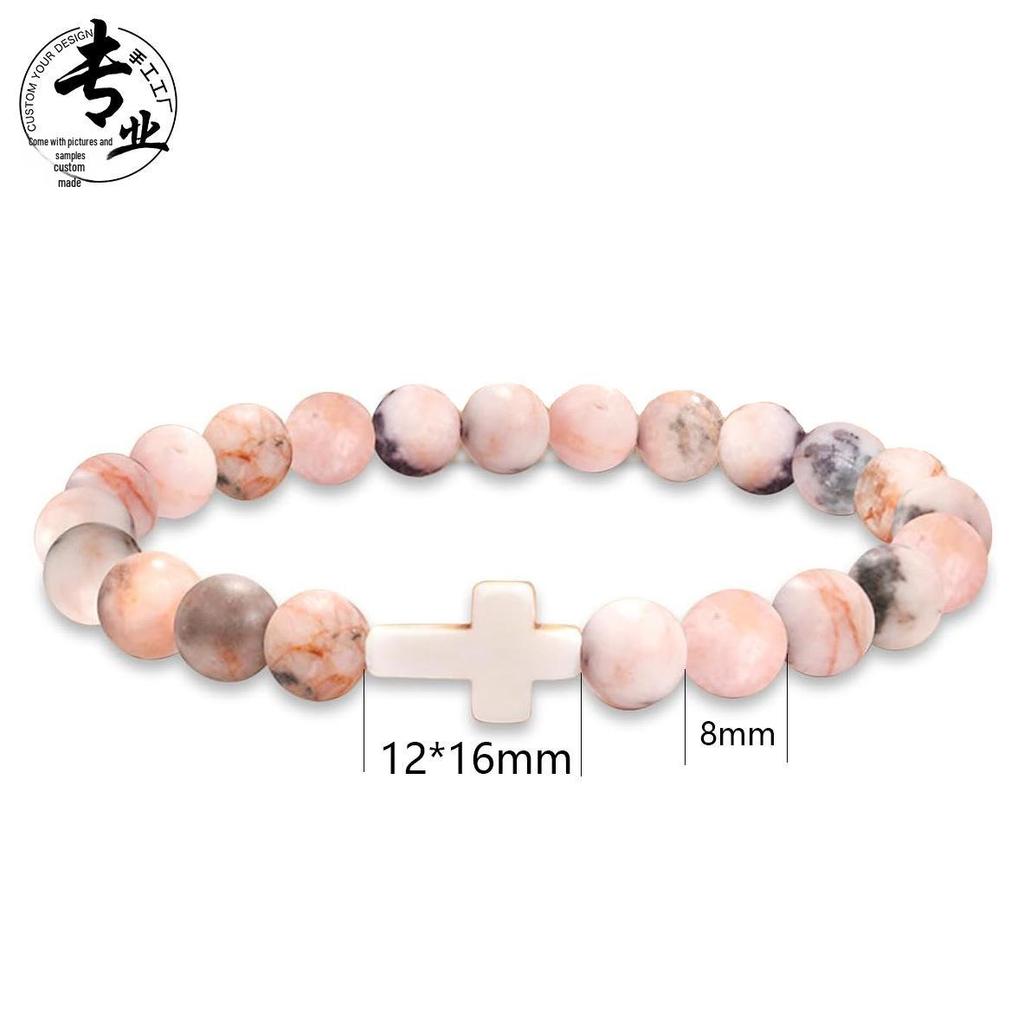 Браслет из натурального камня европейского и американского производства: 8 мм тигровый глаз, белая бирюза, агатовые бусины, эластичный дизайн