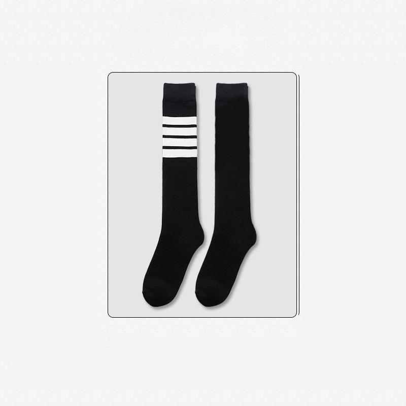 Носки для йоги и голени, спортивные носки для бега и фитнеса, асимметричные высокие носки, женские носки в стиле колледжа с четырьмя полосками