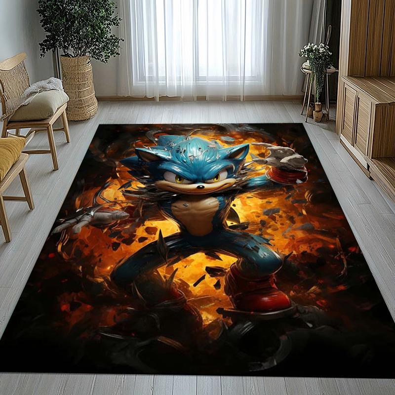 Retro S-Sonic Cartoon Games Living Room Non-Slip Area Rug Soft Carpet for Bedroom Kids Playroom Sofa,Home Decor Doormat Gift