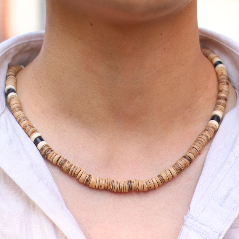 Новое в мужских натуральное дерево ожерелье 19 дюймов короткое ожерелье для мужчин винтажное неправильной формы камень ожерелье аксессуары для шеи чокер ожерелье