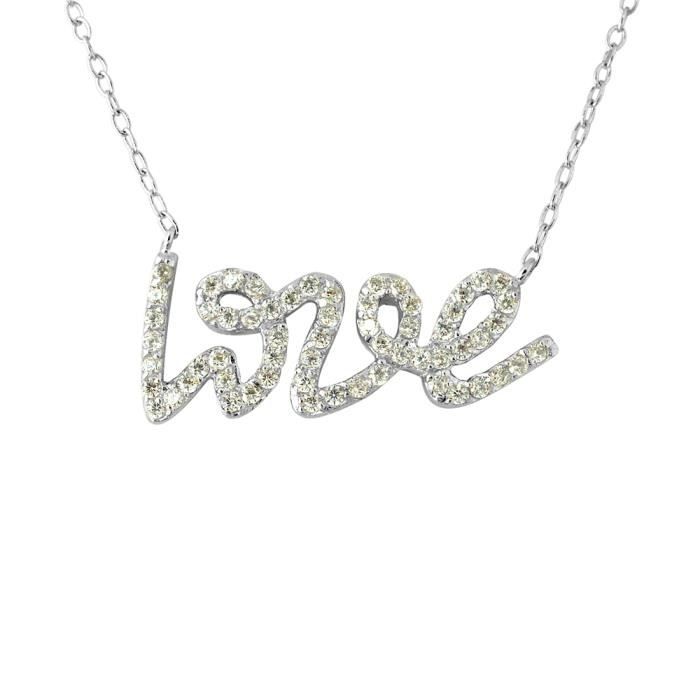 Collier LOVE - LOVA LOLA VAN DER KEEN - Argent Massif 925 - Oxyde de Zirconium - 42 cm - Femme