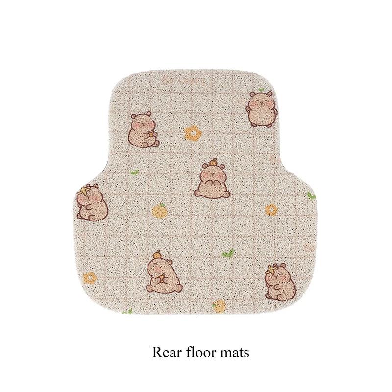 Universal Cute Capybara Car Floor Mat Set - Tailored Wire Mat Wear Resistant Stain Resistant Auto Mat Accessories