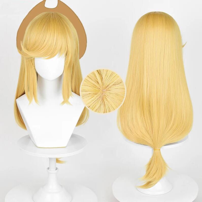 Парик для косплея Эпплджек, высококачественный аниме-парик с длинными золотисто-желтыми волосами, термостойкие синтетические волосы, парики для вечеринок в стиле аниме + шапочка для парика