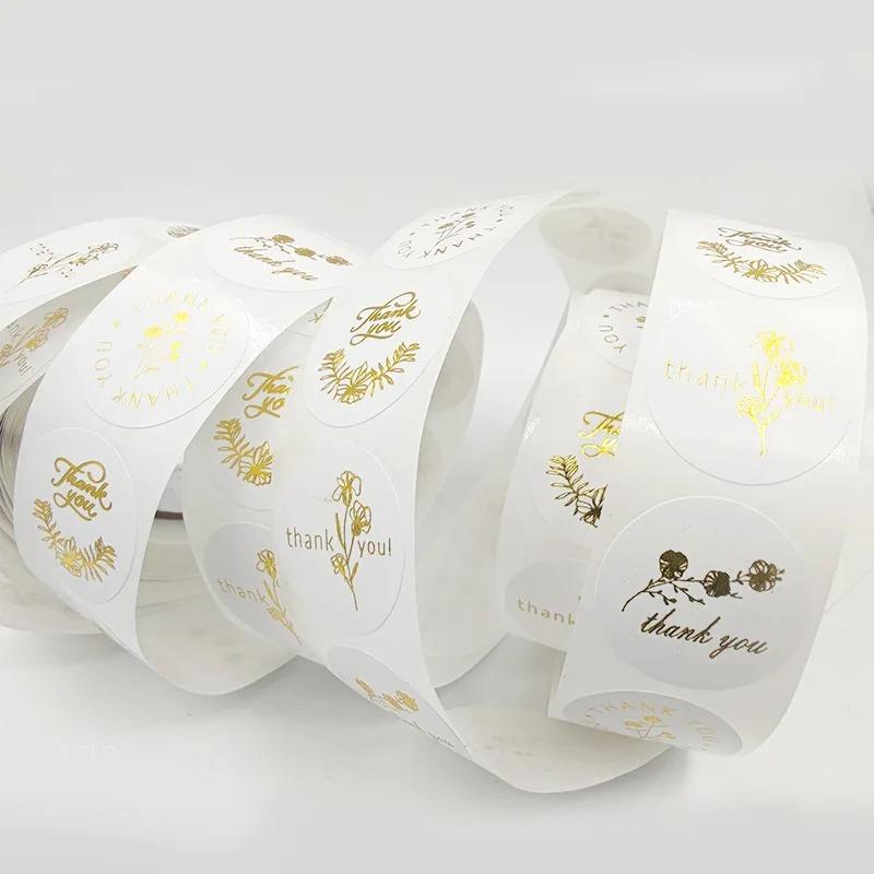 500 Наклеек/рулон Наклеек «Спасибо» из золотой фольги Коробки для подарочных карт Украшение для упаковки на вечеринку Упаковка для выпечки