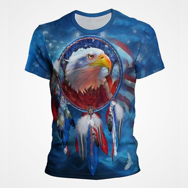 Футболки в уличном стиле с принтом американского орла и ястреба Белая голова морского орла с графическим принтом, полностью покрытая футболка Breathe Casual с коротким рукавом