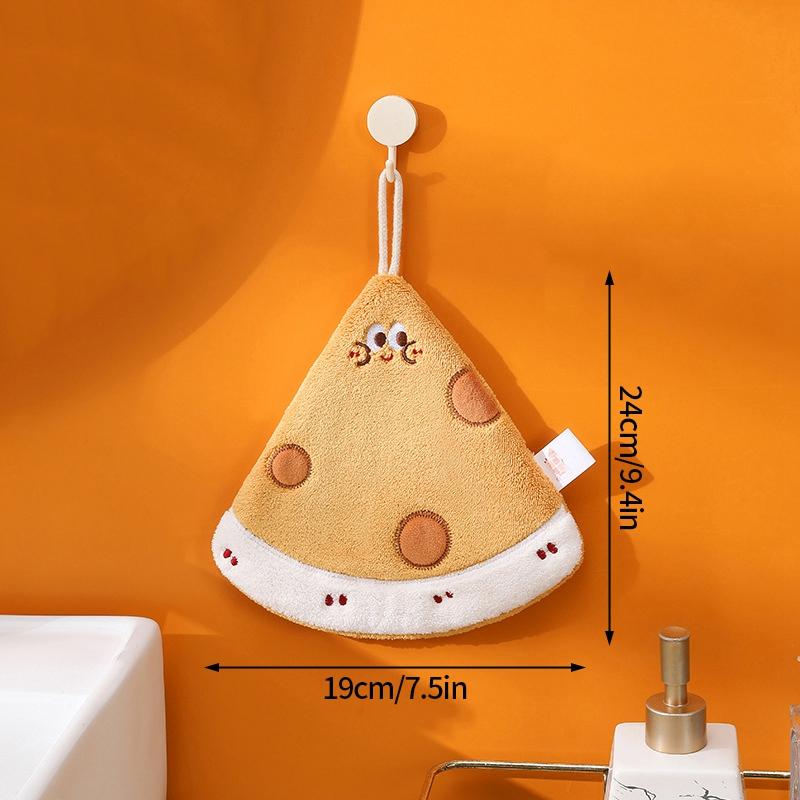Cartoon Hamburger Toast Hand Towel Absorbent Coral Velvet Washing Hand Cloth Kitchen Bathroom Hanging Children Towel Thickened