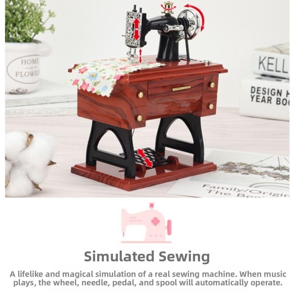 Simulation Dollhouse Sewing Machine Vintage Music Box Dollhouses Miniatures  Home Decoration
