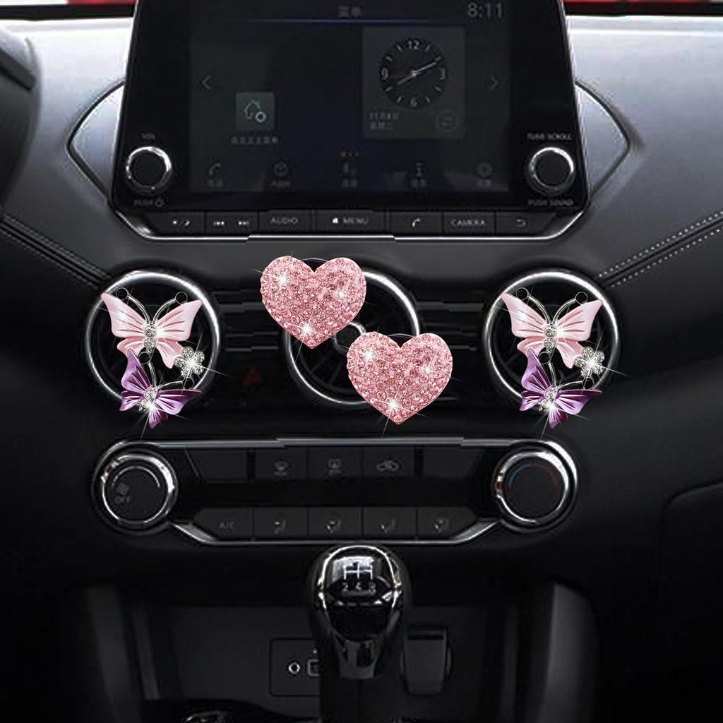 Элегантный розовый сердечко бабочка клипса-диффузор для духов на воздуховод автомобиля твердого типа срок годности 3 года