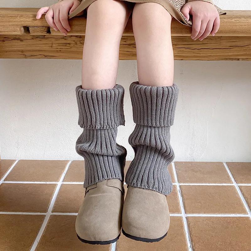 Детские осенне-зимние школьные носки с наборным дизайном, корейская мода, детские гетры, утолщенные вязаные носки до середины голени