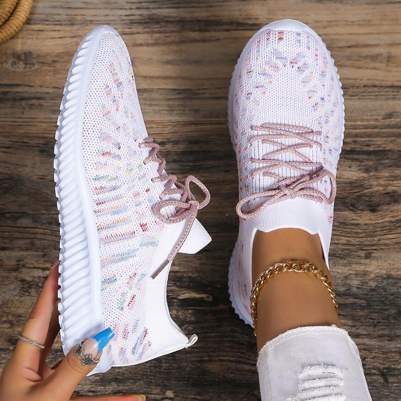 Lucyever Women's Colour Knitted Loafers Autumn Lightweight Breathable Soft Sole Flats Shoes Women Non Slip Walking Shoes Size 43