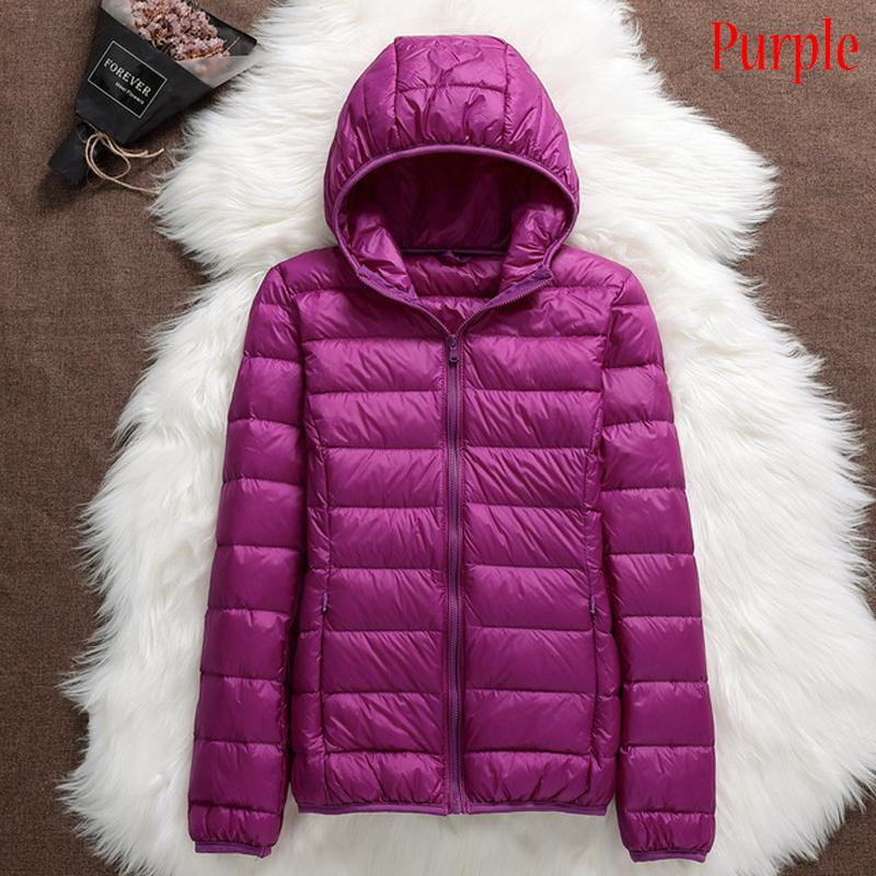 Women Casual Windproof Parka White Duck Down Jacket Coat Hooded Warm Autumn Winter