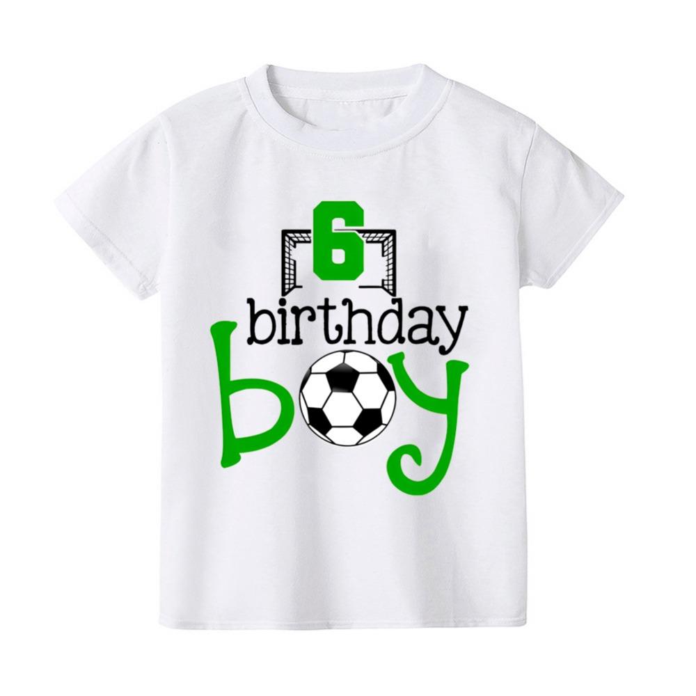 Повседневная детская футболка с принтом «Футбол и день рождения», детская футболка от 2 до 9 лет, модные футболки с коротким рукавом и круглым вырезом, летняя футбольная одежда