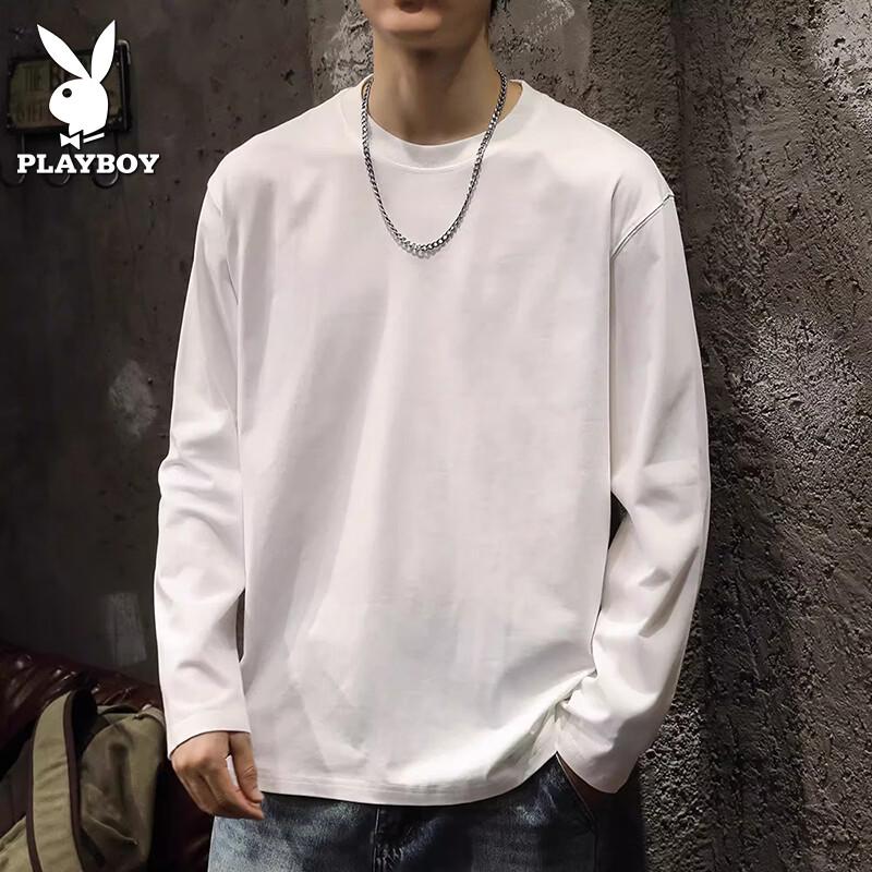 PLAYBOY Men's Letter Print 100% Cotton Long Sleeve T-Shirt