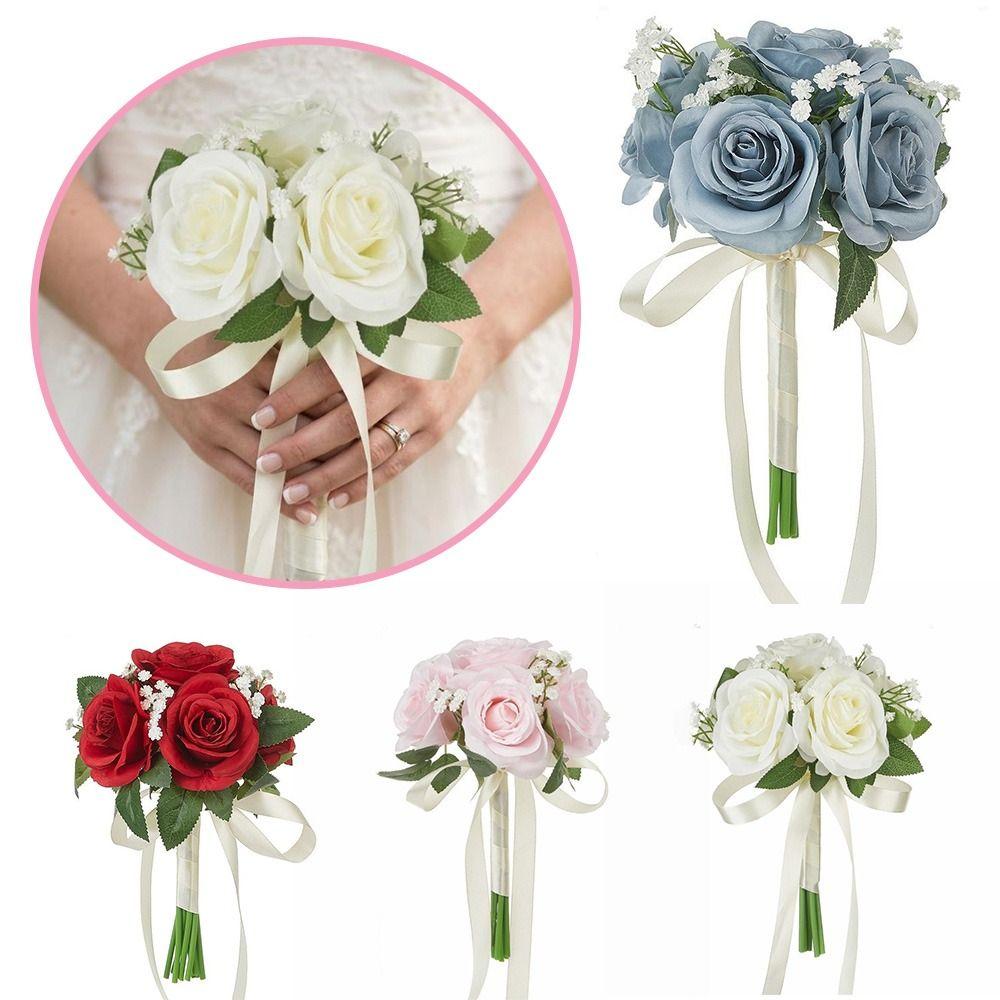 Artificial Roses Bridal Bouquet Silk Flowers Artificial Silk Flower Bouquets Birthday Gifts