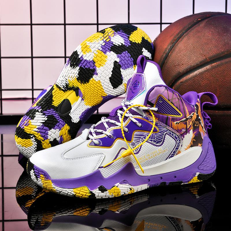 Нет. 23 Баскетбольные кроссовки мужские новые кожаные детские кроссовки дышащие, нескользящие, износостойкие тренировочные кроссовки
