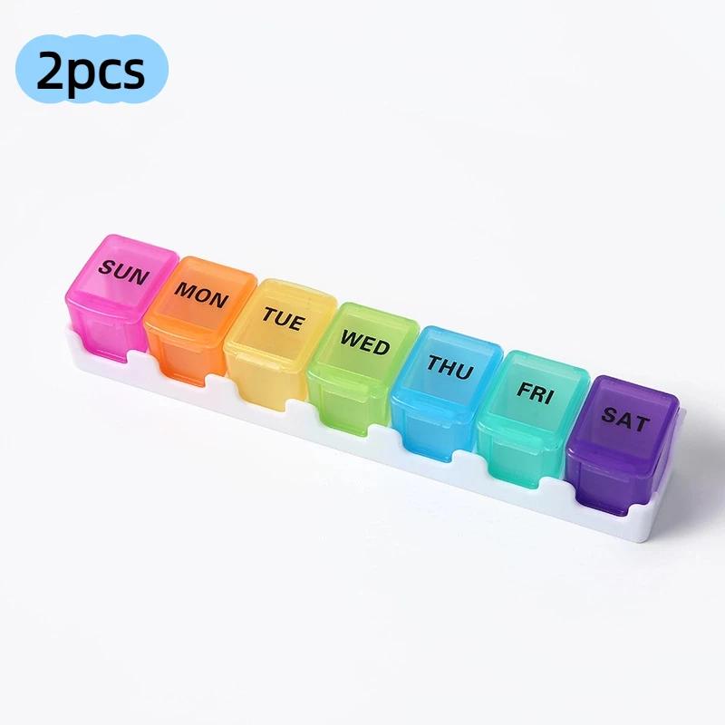 7 Day Mini Pill Organizer Portable Detachable Medicine Case Weekly Compact Storage Box for Vitamins Pills Travel Essentials