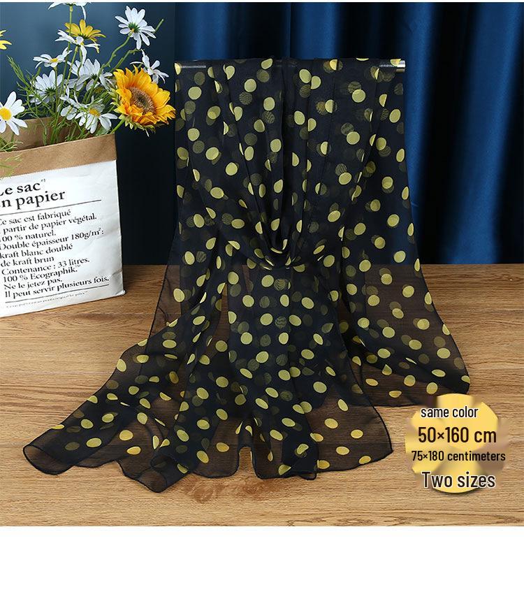 Classic Polka Dot Silk Georgette Scarf - Versatile Summer Sunscreen Shawl