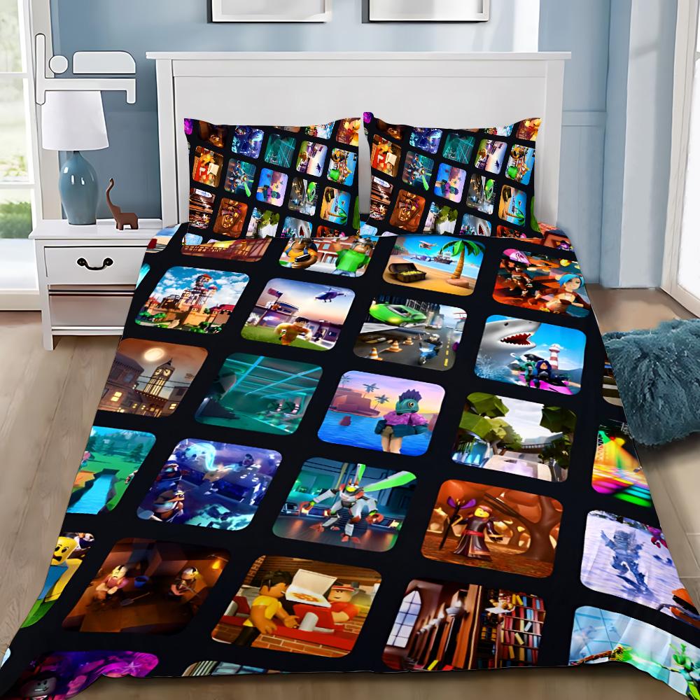 3D Game R-Robloxes Duvet Cover Pillowcase Game Scene Print Bedding Set Adult Boy Girl Bedroom Decoration Single Double Large
