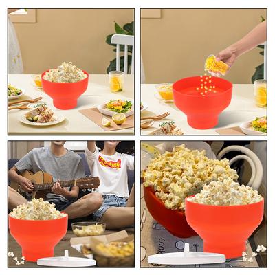 Попкорница с крышками, тарелка для чипсов и фруктов, миска-ведро для микроволнового попкорна, высокое качество, кухонные инструменты, легкие в использовании, сделай сам, силикон, красный