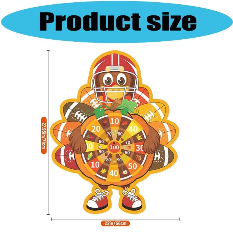Turkey Dartes Board with Sticky Ball and Dartes Thanksgiving Games Christmas Gift Indoor/Outdoor Party Game Toy for Kids