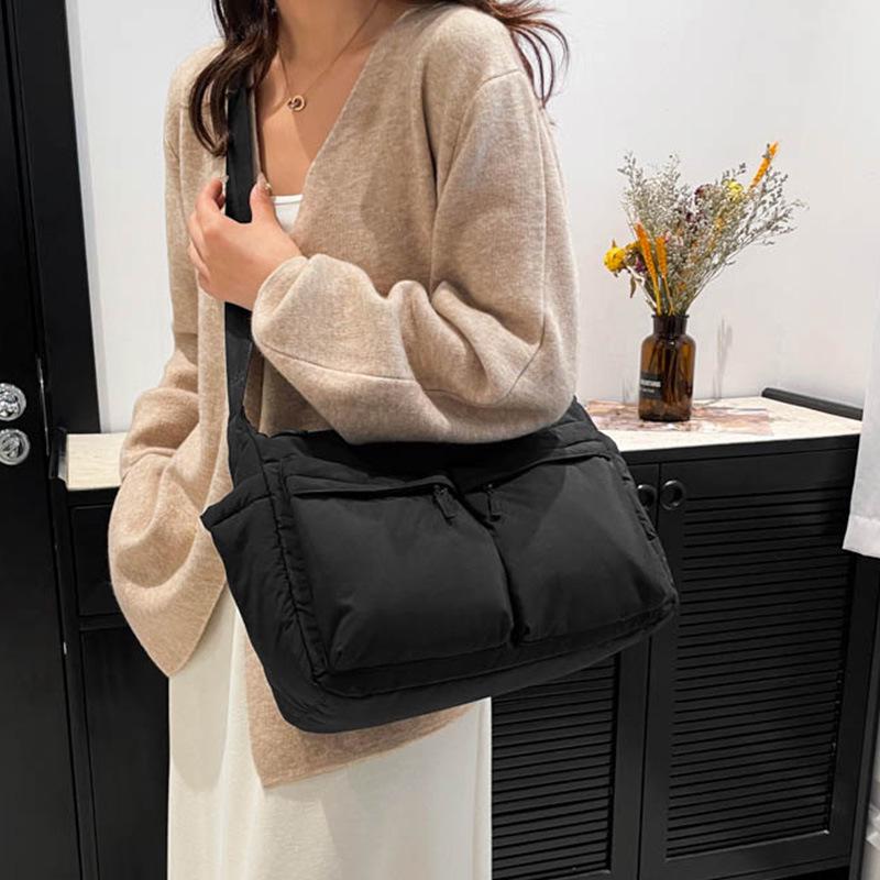 Unisex Water-Repellent Multi-Pocket Nylon Crossbody Bag