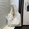 With Ribbon Lace Shoulder Bag Tote Bag Large Capacity Bag Big Pouch Simple Canvas Handbag  Girls