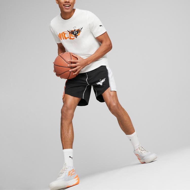 Puma Футболка с логотипом и буквенным принтом LaMelo Ball Basketball Sports Casual с коротким рукавом для мужчин, белая 621714-01