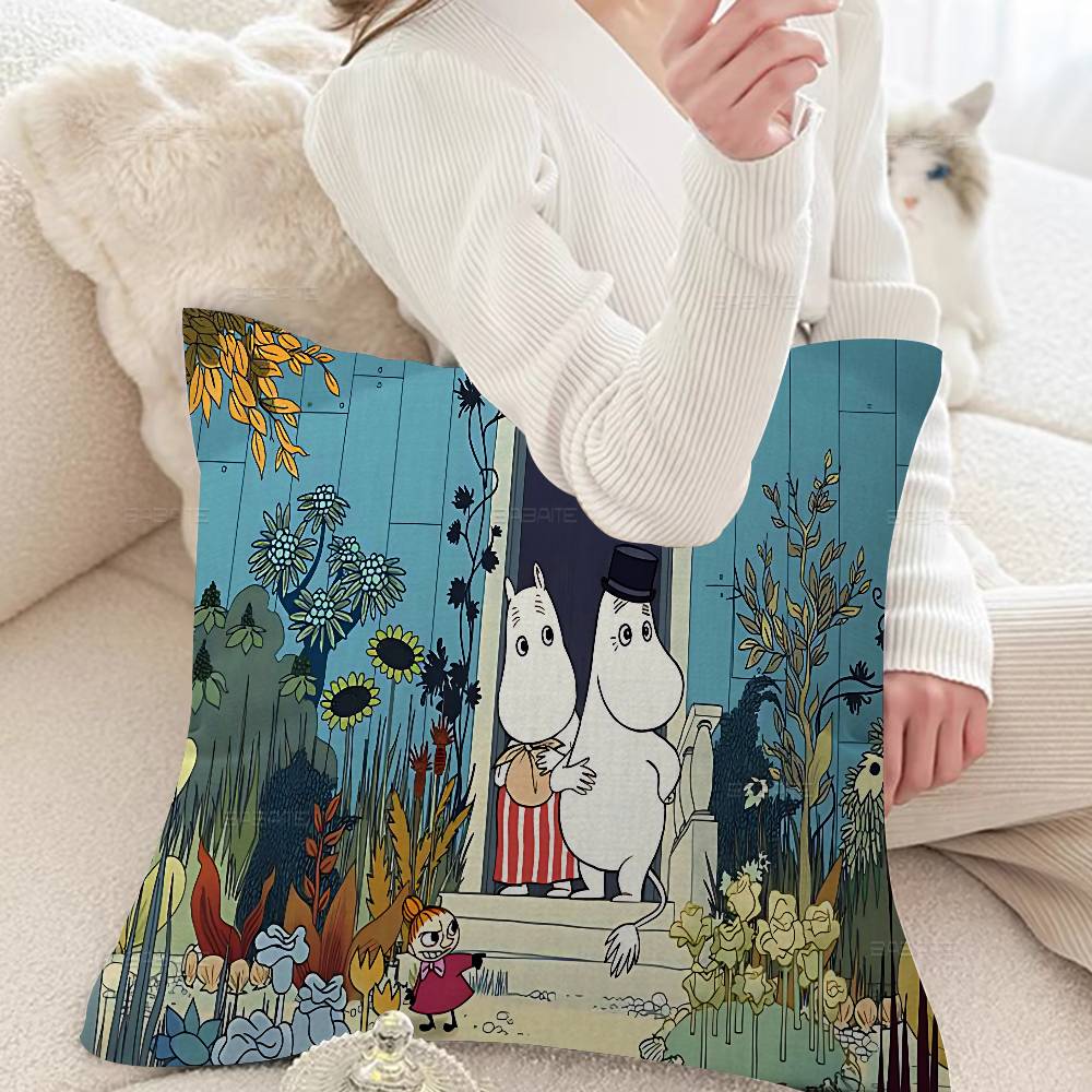 Cute M-Moomins Cushion Cover Inches Farmhouse Decor Home Throw Pillow Covers For Couch Decorations