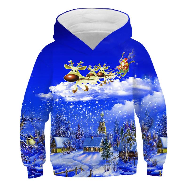 Kawaii Hoodies Christmas 3D Print Santa Snowmen Sweatshirts Boys Girls Hooded Pullovers Kids Fashion Oversized Hoodie Tracksuits