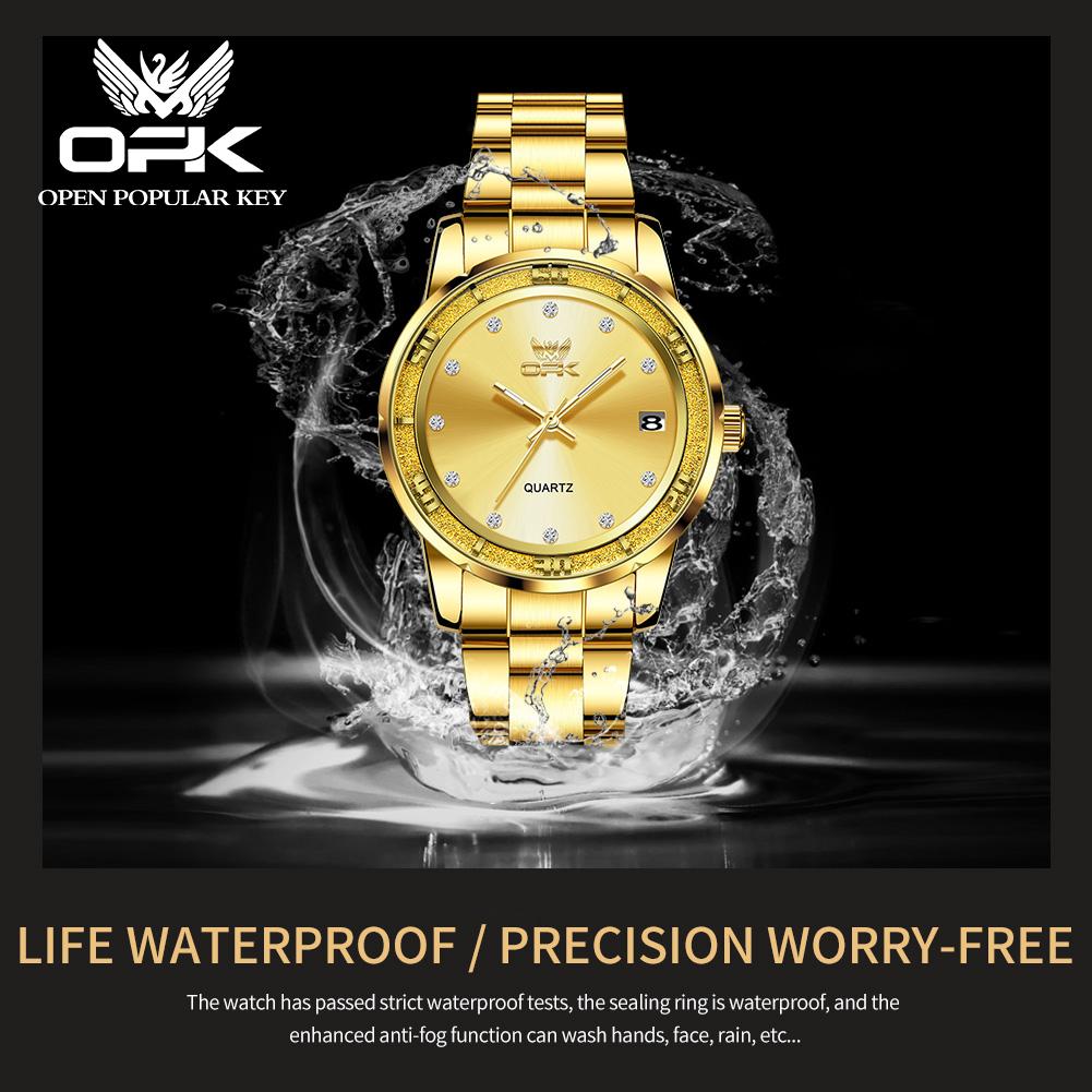 OPK Fashion Luxury Quartz Watch For Women Zircon Scales Ladies Waterproof Luminous Calendar Women's Watches