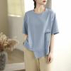 2025 Лето Женщины Плюс Размер Базовая Футболка Винтаж Повседневный Свободный Асимметричный Элегантный Топы Футболки Оверсайз