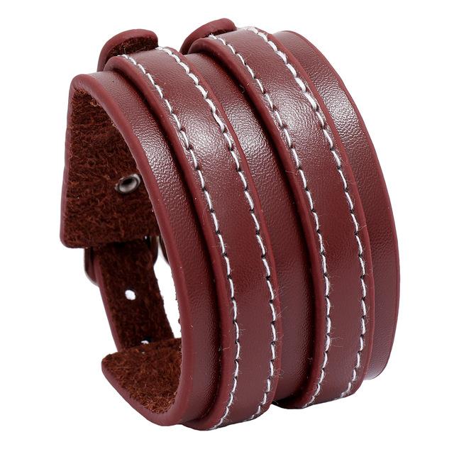Men Bracelets Punk Rivet Wide Leather Multilayer Motorcycle Cycling Club Wrap Goth Bracelet For Women Charm Couple Hand Jewelry