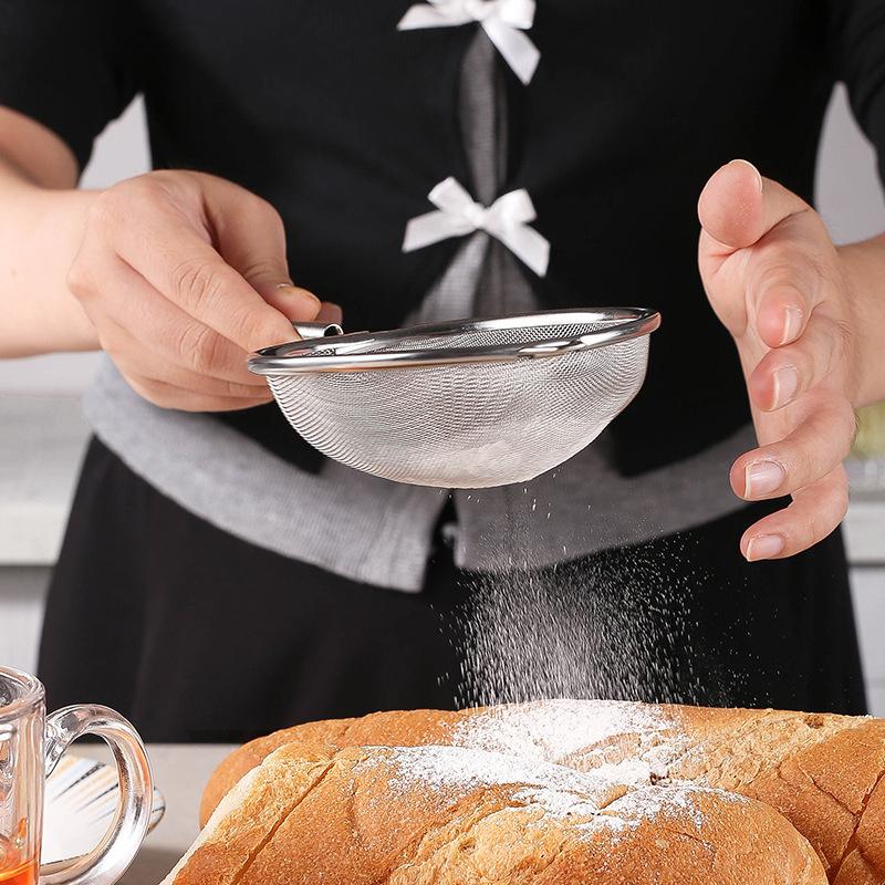 1Pcs Stainless Steel Wire Fine Mesh Flour Sieve Tea Strainer Food Colander Flour Sieve Coffee Matcha Powder Filter Kitchen Tools