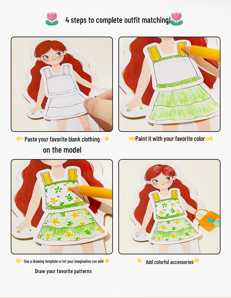 Mideer Наклейки-переодевалки и граффити Набор для дизайна одежды своими руками для детей