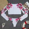New Sexy Women Swimsuit Women Swimwear Bikini Set Long Sleeves White Printed Female Bathing Suit Swim Wear Beach Clothing