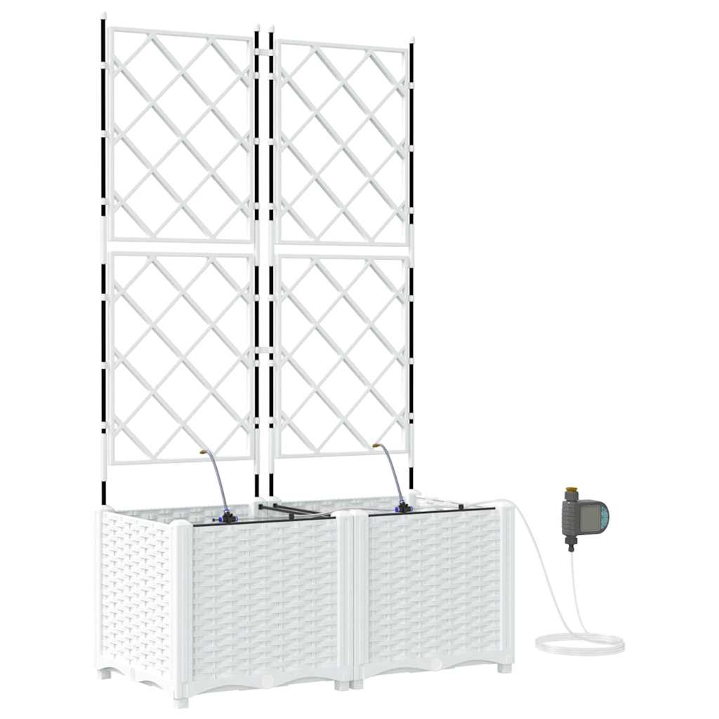 Garden Planter 2 pcs White 80 x 40 x 142 cm Plastic