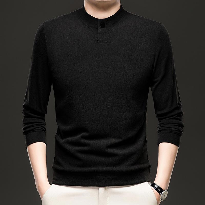 Live Streaming Cross-Border Hot-Selling Middle-Aged Men's Double-Sided De Velvet Sweatshirt Long Sleeve T-Shirt Autumn Winter Thickened Top Base