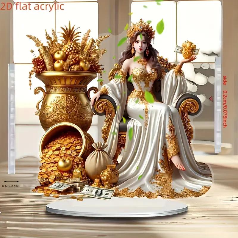 Богемный стиль богиня богатства decora логотип и табличка с яркими цветами и реалистичным дизайном, подходящие для домашнего и офисного decora