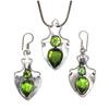 Peridot   Gemstone Pendant Jewelry Set Quartz Necklace 18-20''