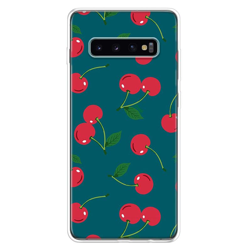Food fruit red pomegranate and Cherry Phone Case For Samsung Galaxy S26 S25 Edge S24 S23 Ultra S22 Plus S21 S20 FE Soft TPU Back
