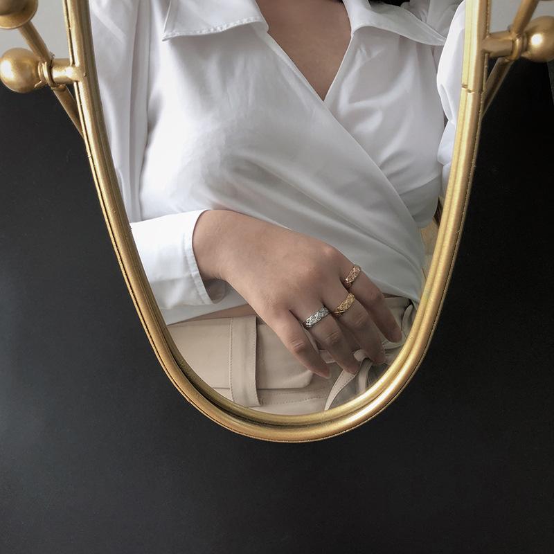 Трендовые стеганые кольца из нержавеющей стали AAA с покрытием без потускнения для женщин, классические ромбовидные хрустальные золотые пары