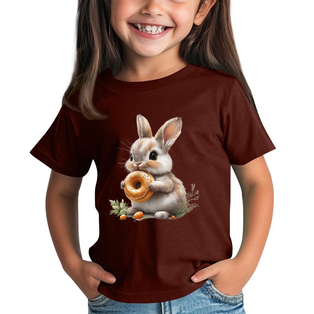 Детская футболка с коротким рукавом и принтом животных, повседневный топ