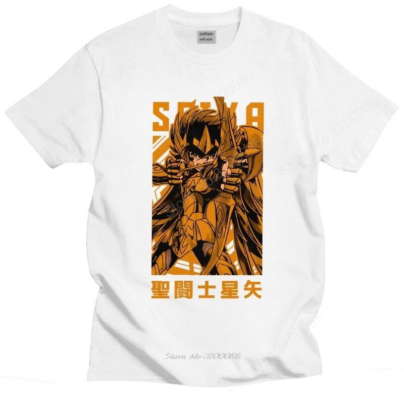 Футболка мужская Saint Seiya Рыцари Зодиака Хлопок Стрелец Сэйя Аниме Манга Футболки С коротким рукавом Графическая футболка