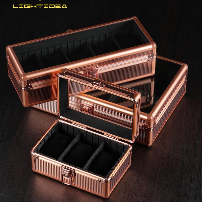 Алюминиевая коробка для часов из 3 предметов: Многоцветное хранение с прозрачной крышкой и 3 отделениями