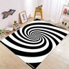 Black and White Intersecting Lines Optical Illusion Carpet Trap Area Anti Slip Square Living Room Short Plush Vortex Carpet