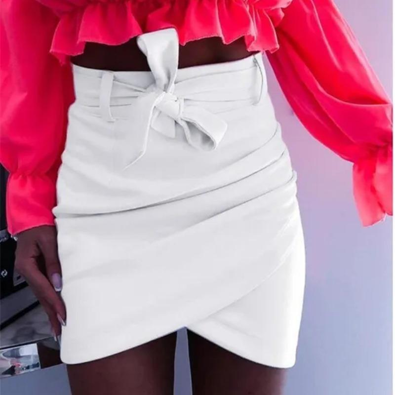 Модная женская мини-юбка в стиле OL с высокой талией и поясом, однотонная мини-юбка с крестом Saias