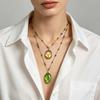 Big Oval Crystal Long Pendant Necklace for Women Statement Green Minimalist Jewelry for Daily Party Use